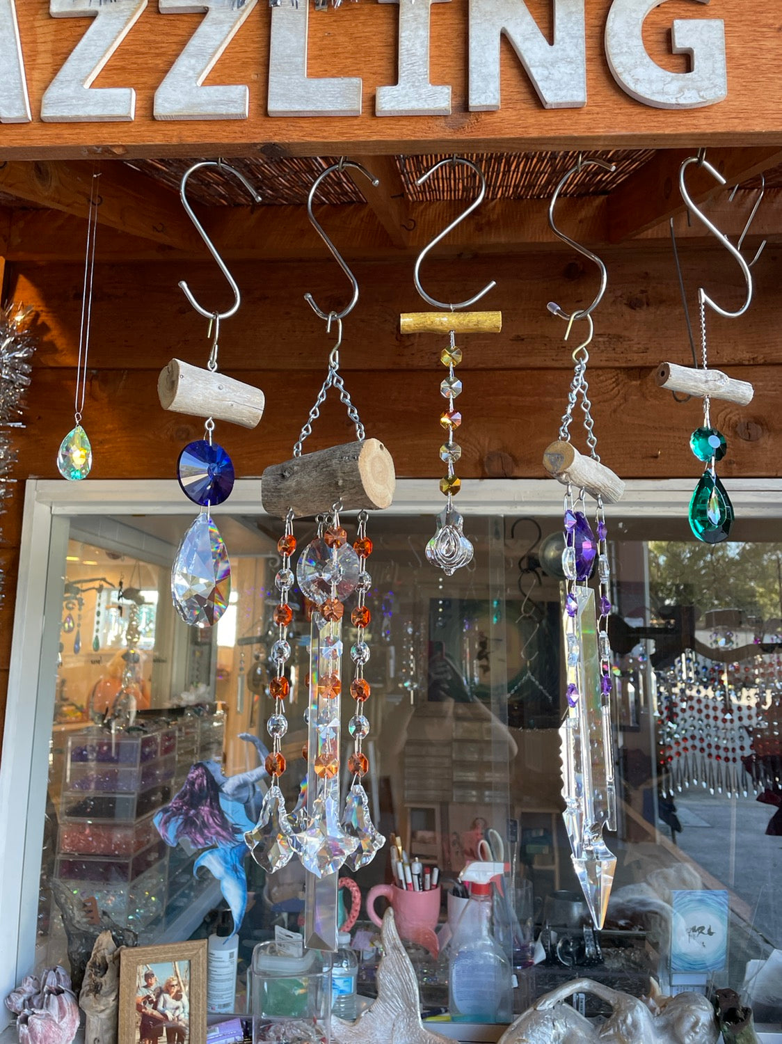 driftwood chandelier crystals sampler wind chime and sun-catchers