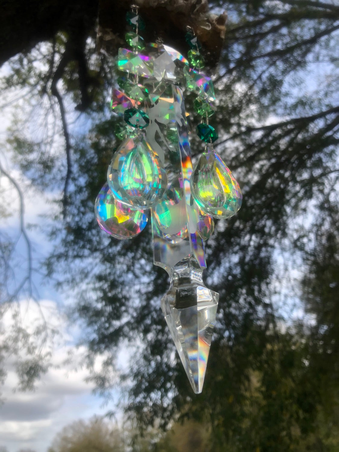 chandelier crystal wind-chime sun-catcher dazzling driftwood unique gifts