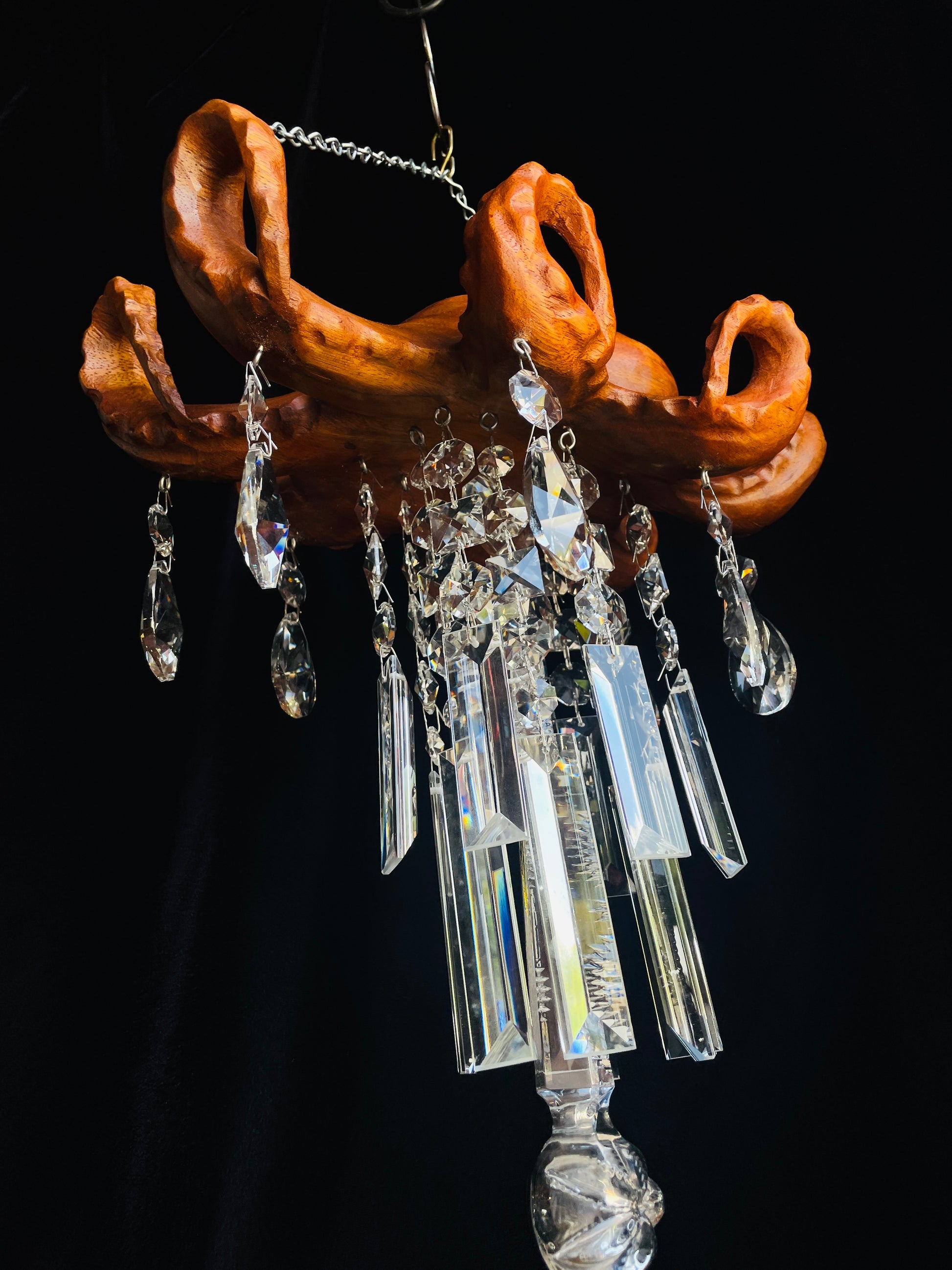Chandelier crystal windchimes unique gifts and handmade art by Dazzling Driftwood
