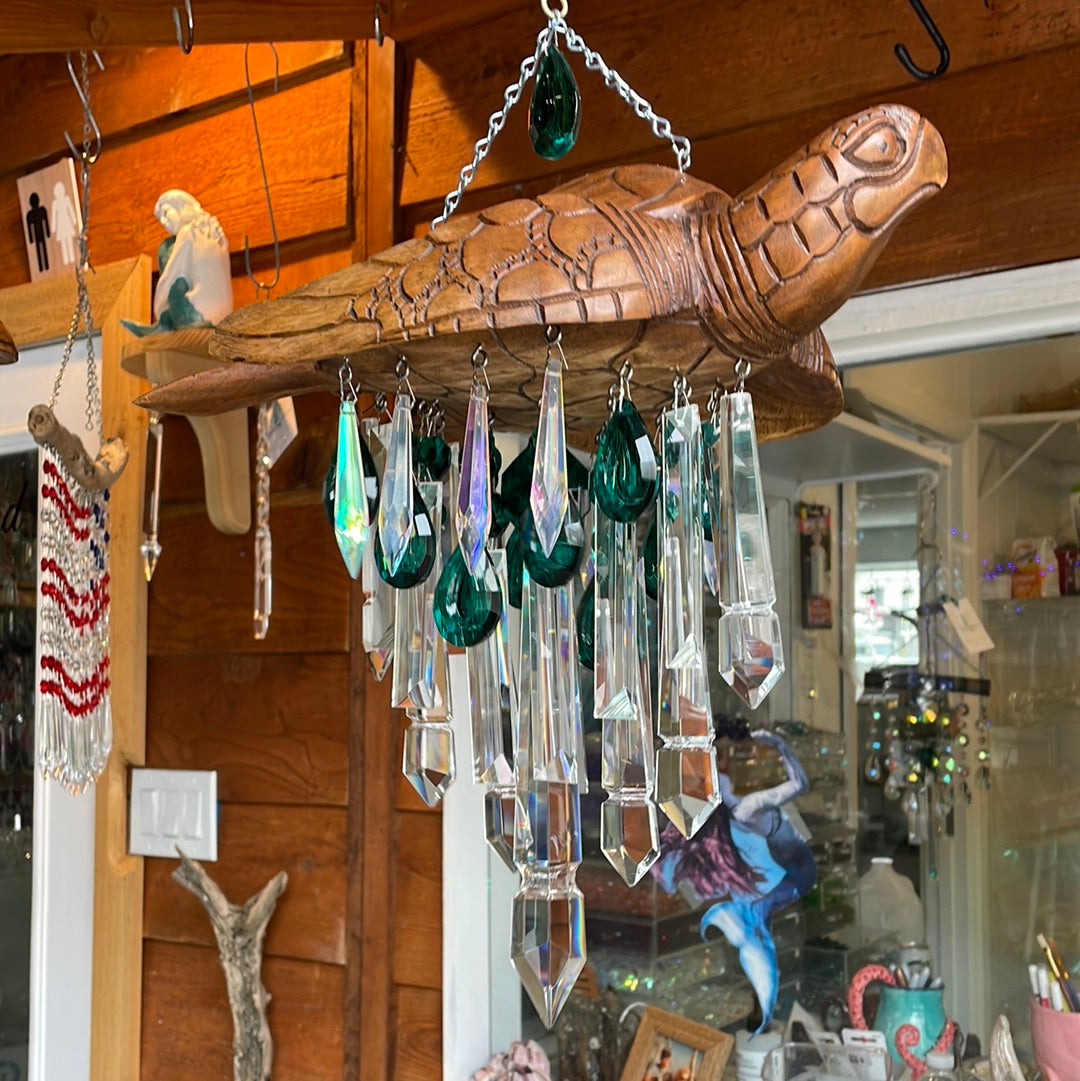 sea-turtle wind chime handmade art unique gifts dazzling driftwood