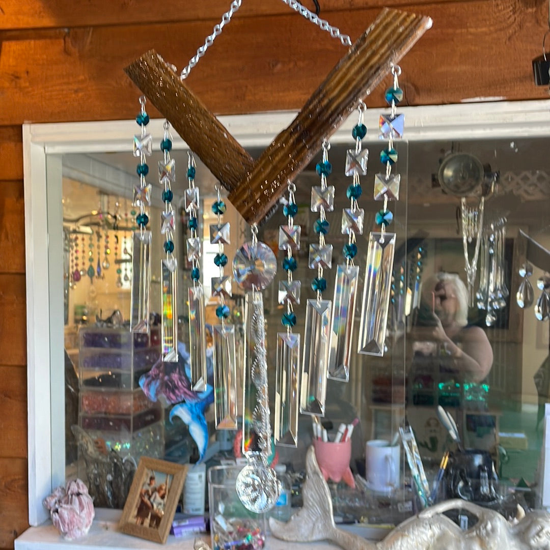 lobster trap wind chime sun catcher dazzling driftwood
