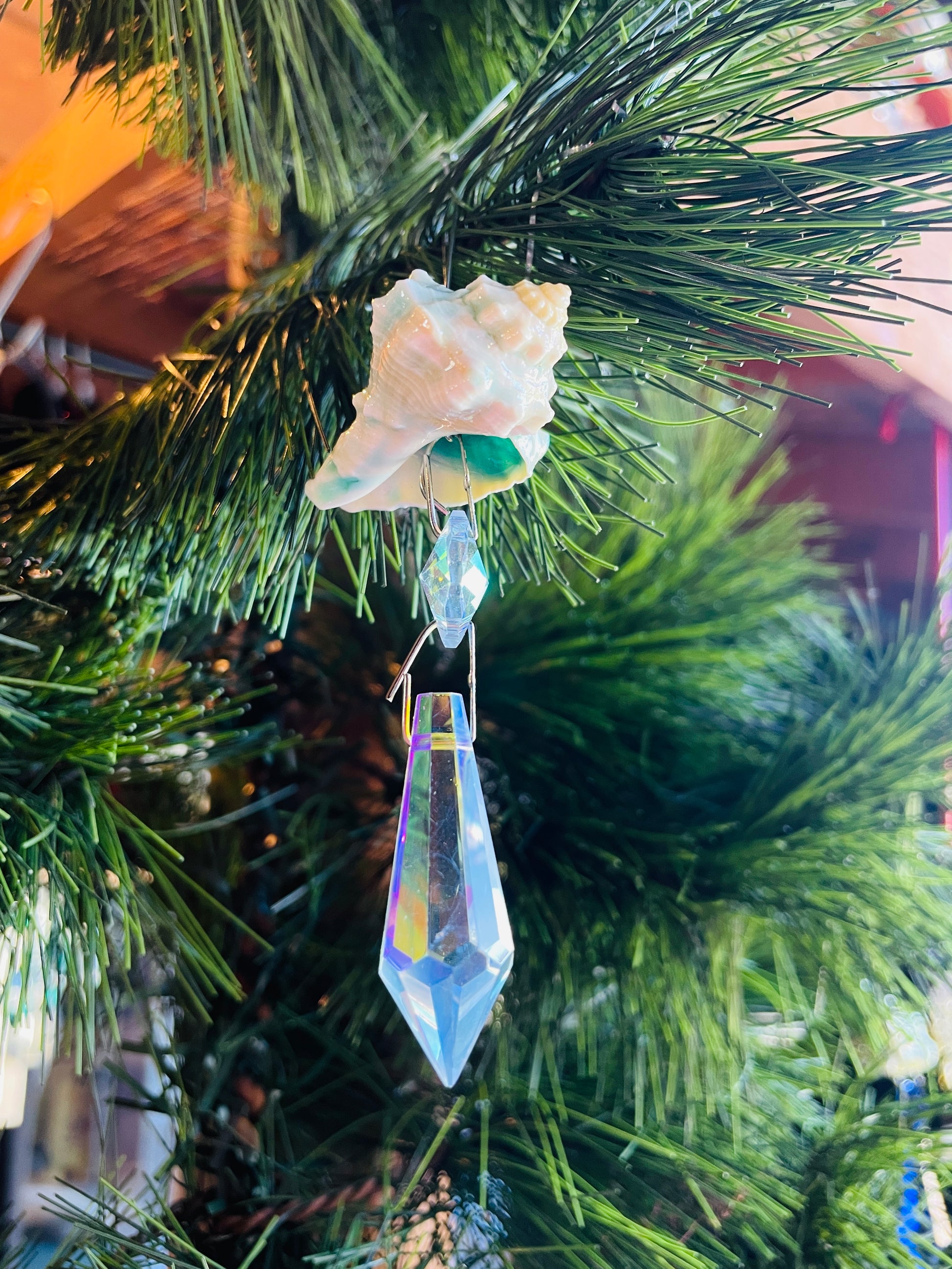 Seashell and Crystal Christmas Ornament 