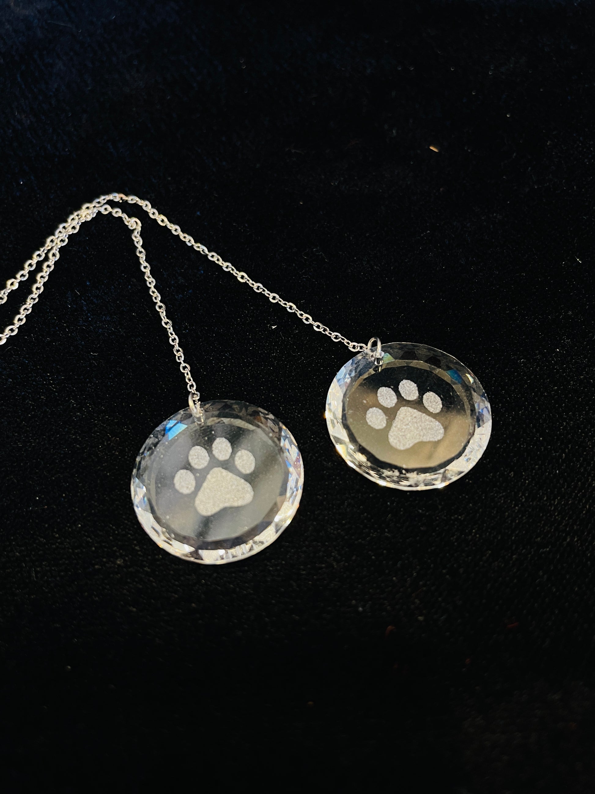 Swarovski Crystal Etched Earring on Sterling Silver Threads Paw Print